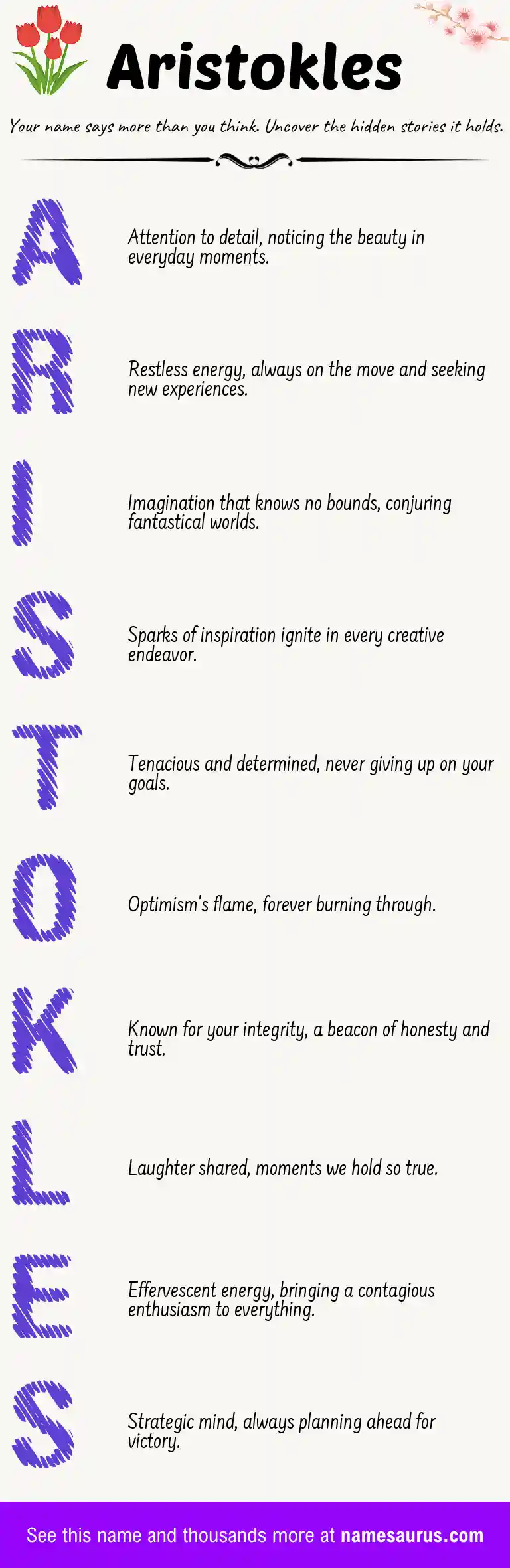 Acrostic poem about Aristokles.