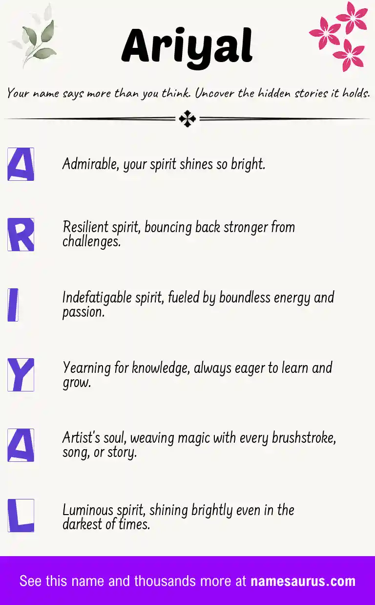 Acrostic poem about Ariyal.