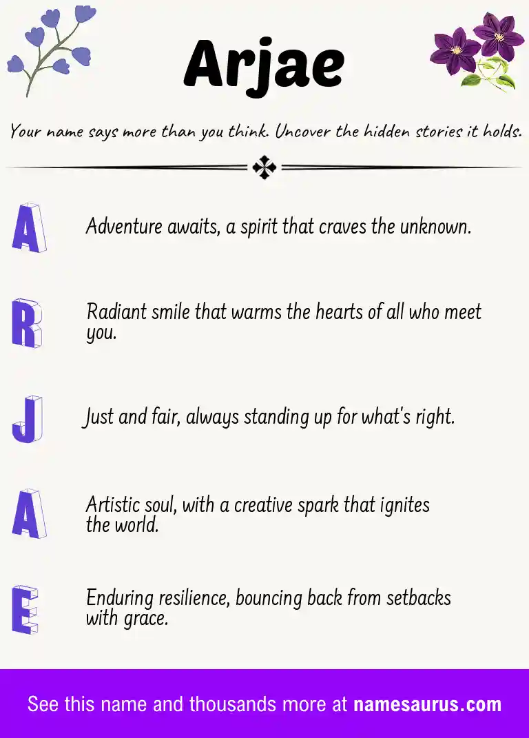 Acrostic poem about Arjae.