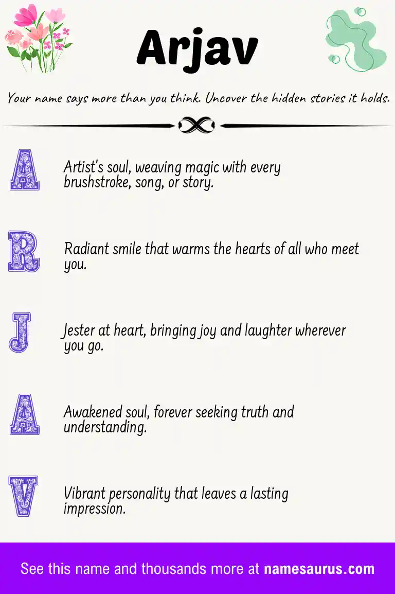 Acrostic poem about Arjav.