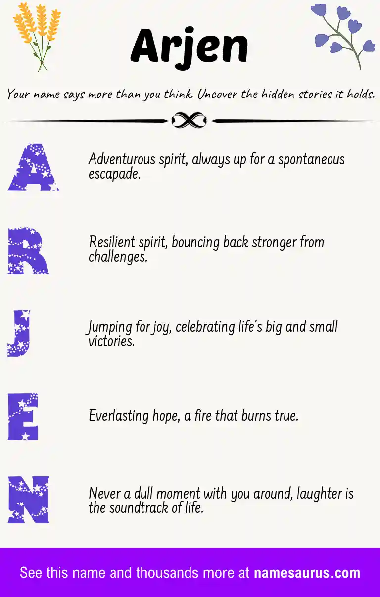 Acrostic poem about Arjen.