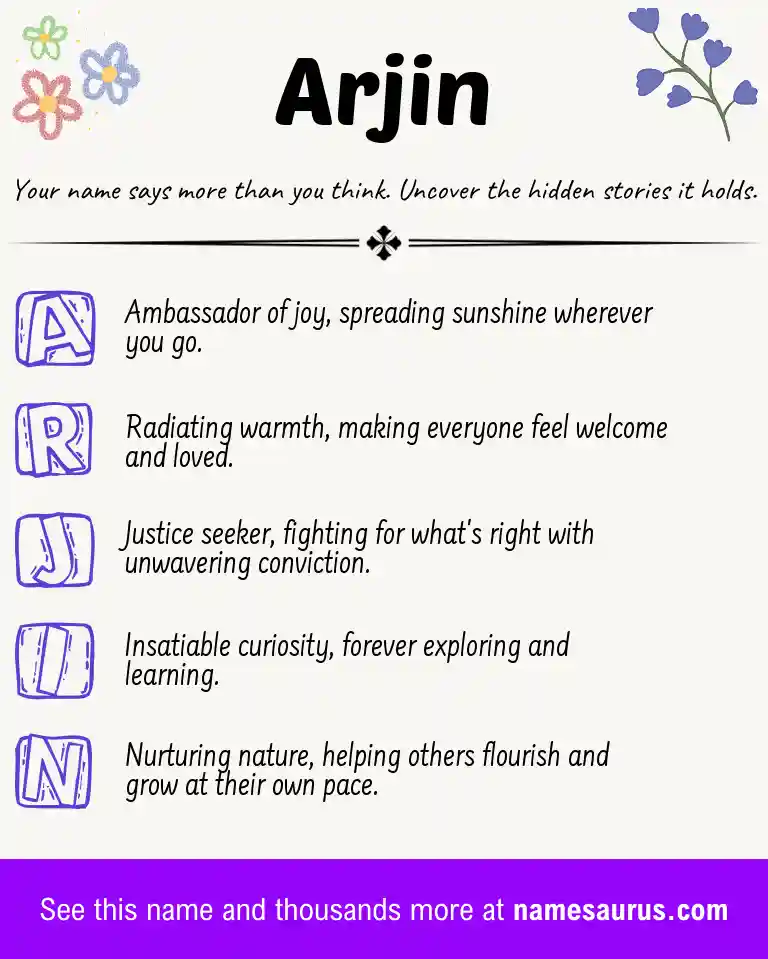 Acrostic poem about Arjin.