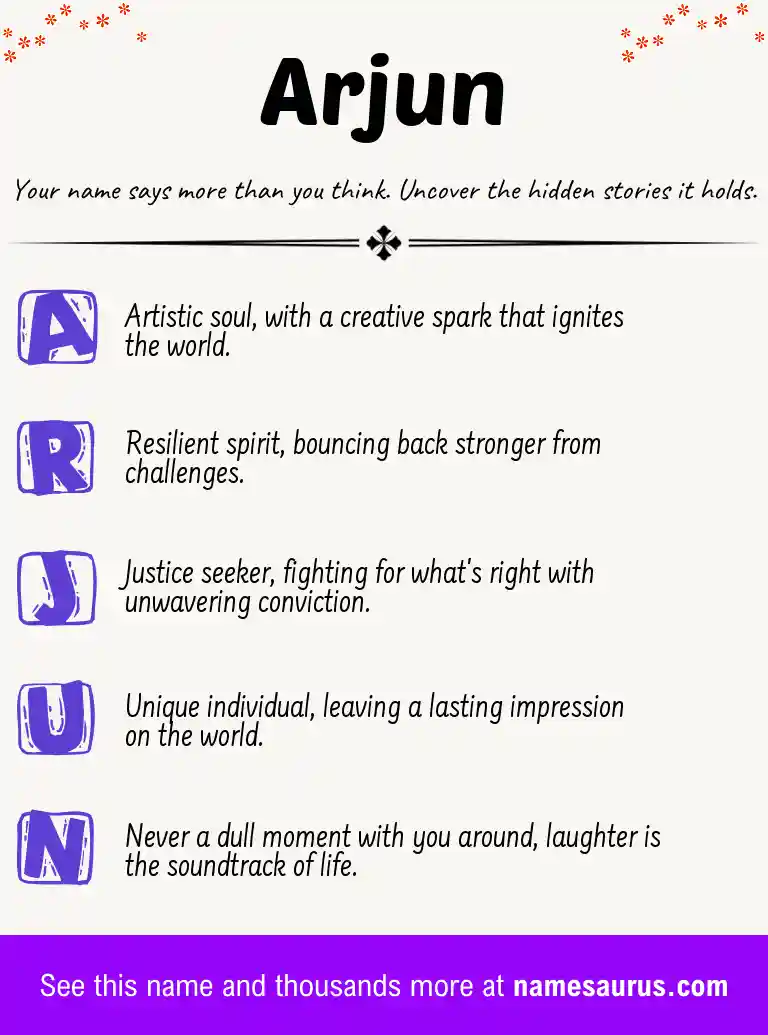 Acrostic poem about Arjun.