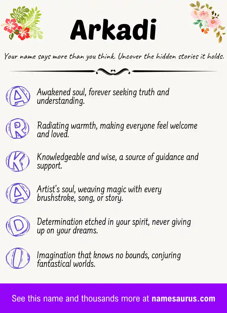 Acrostic poem about Arkadi.