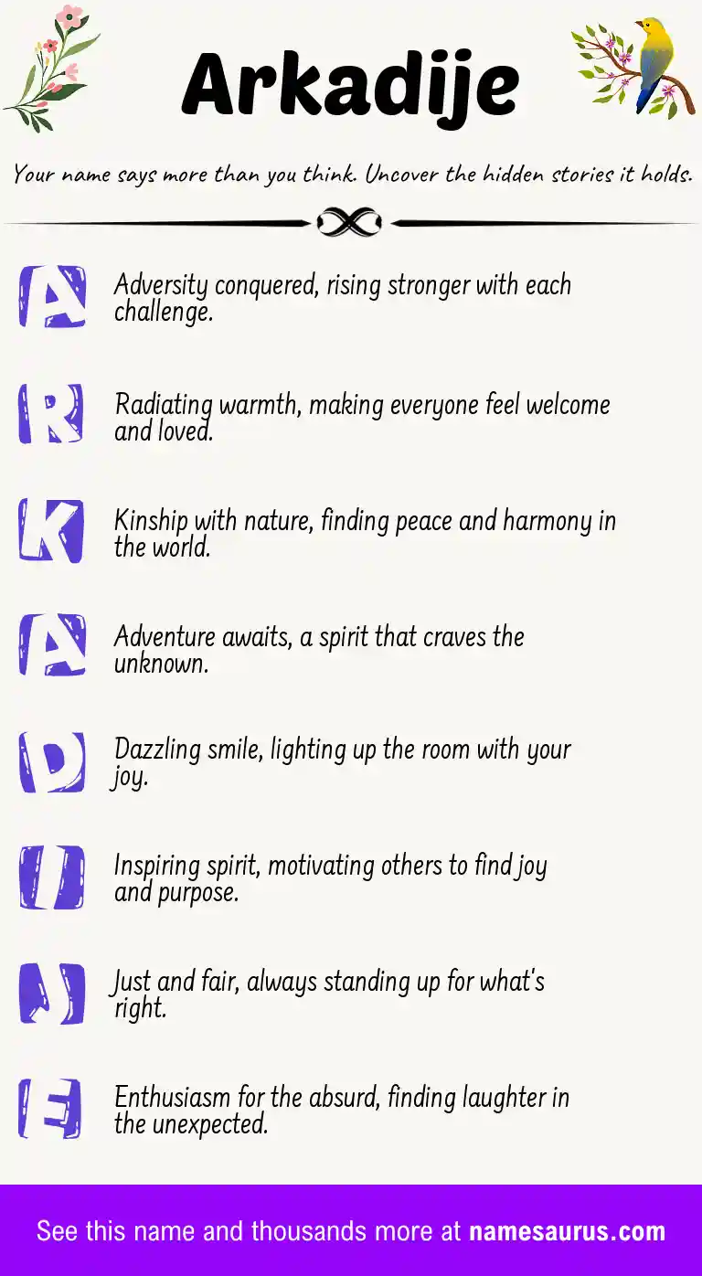 Acrostic poem about Arkadije.