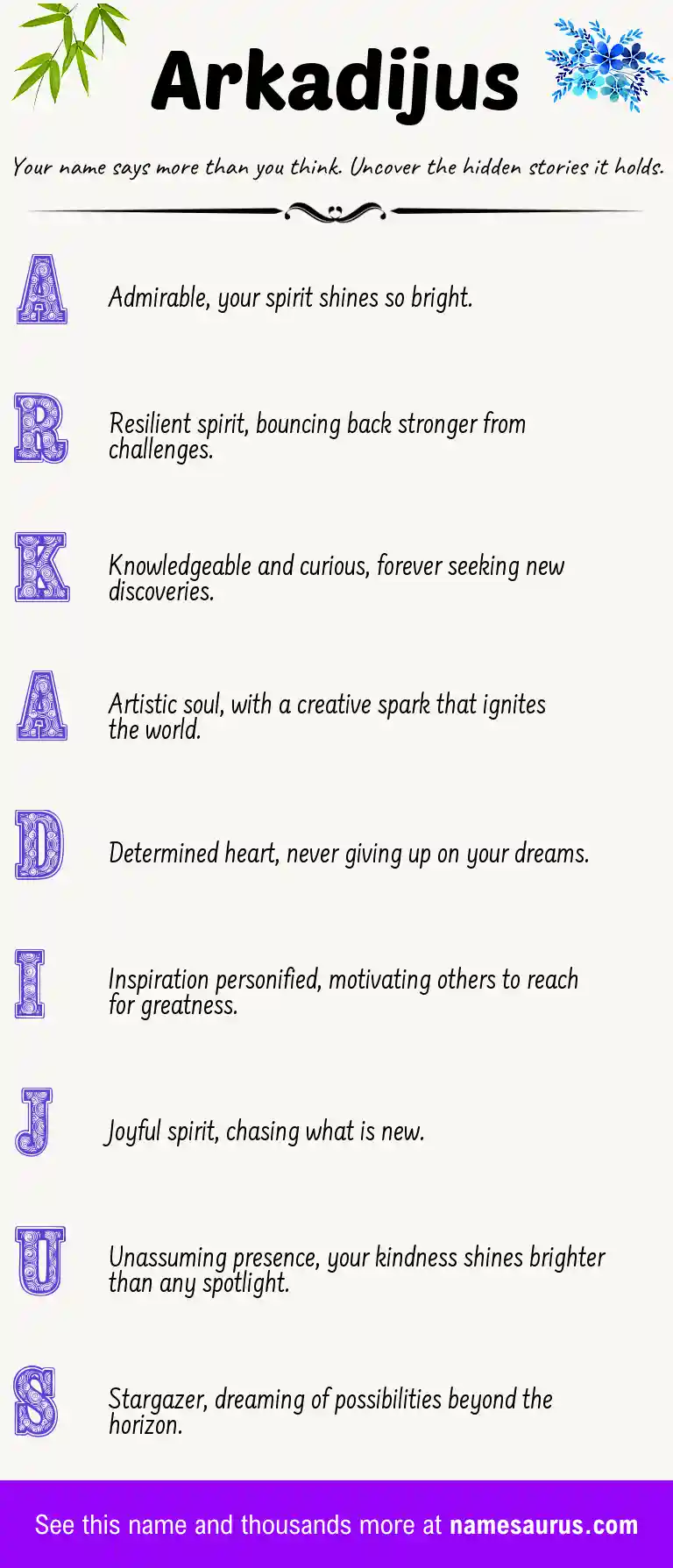 Acrostic poem about Arkadijus.