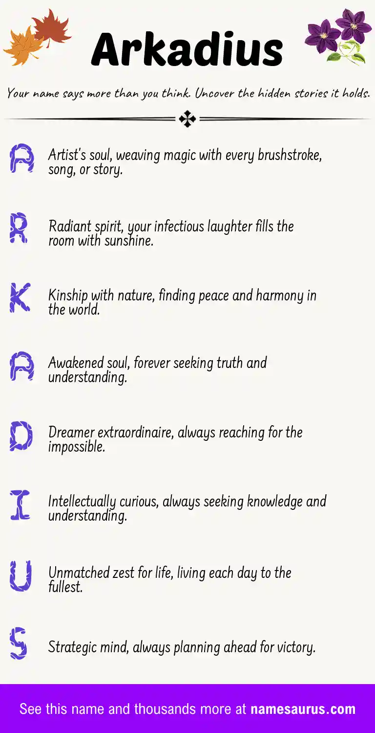 Acrostic poem about Arkadius.