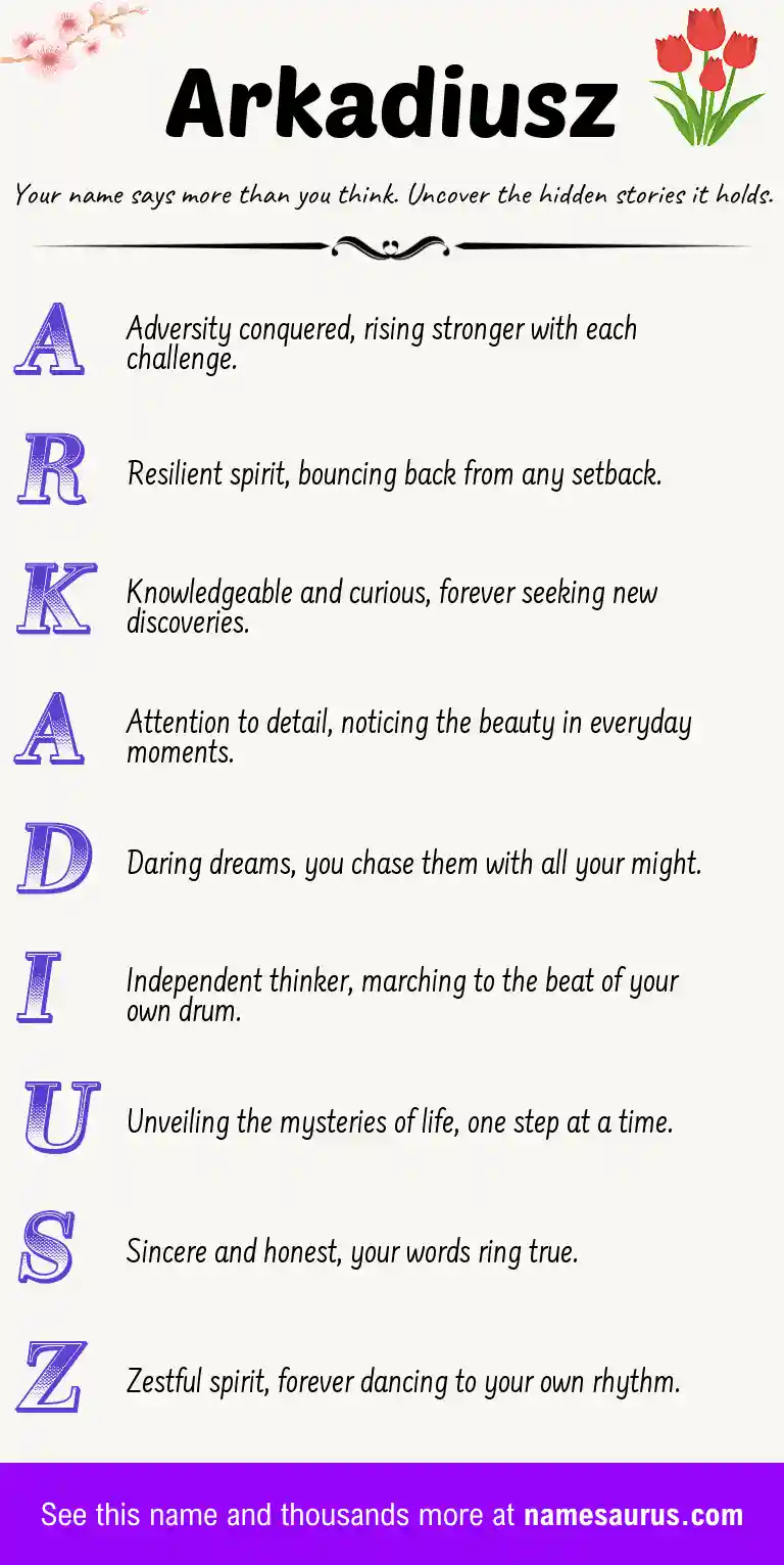 Acrostic poem about Arkadiusz.