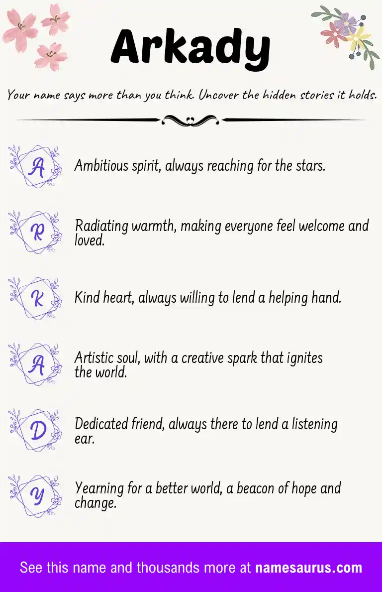 Acrostic poem about Arkady.