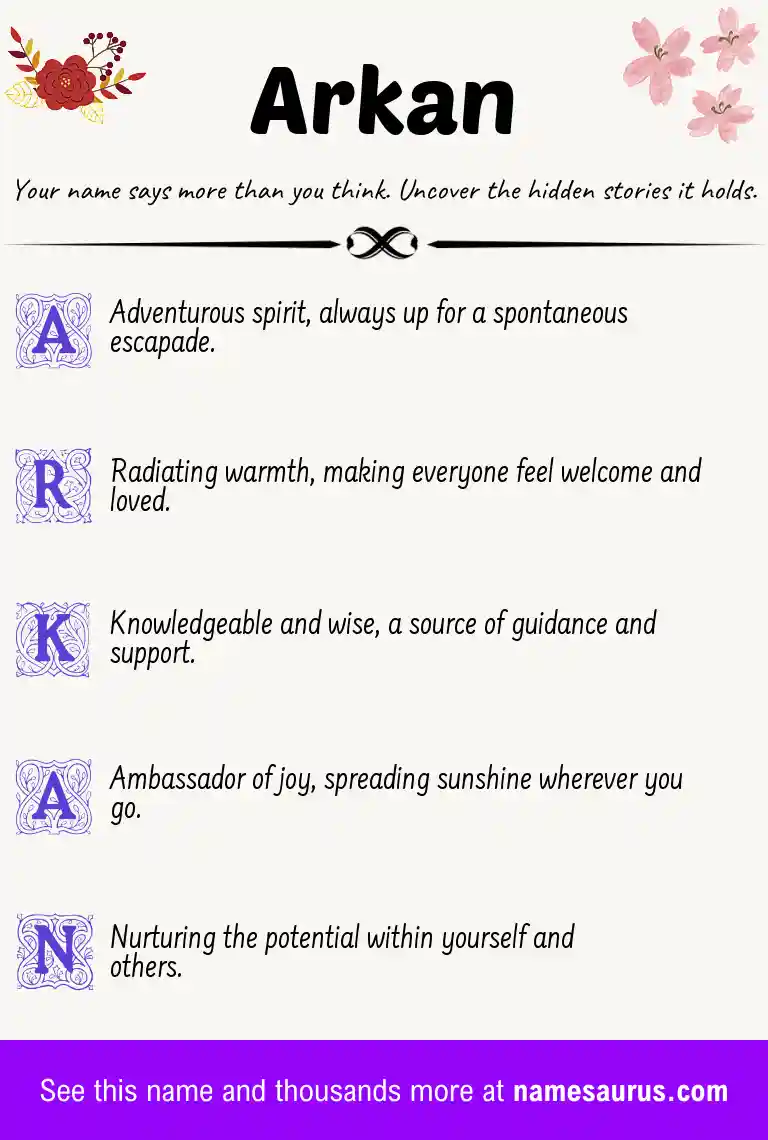 Acrostic poem about Arkan.