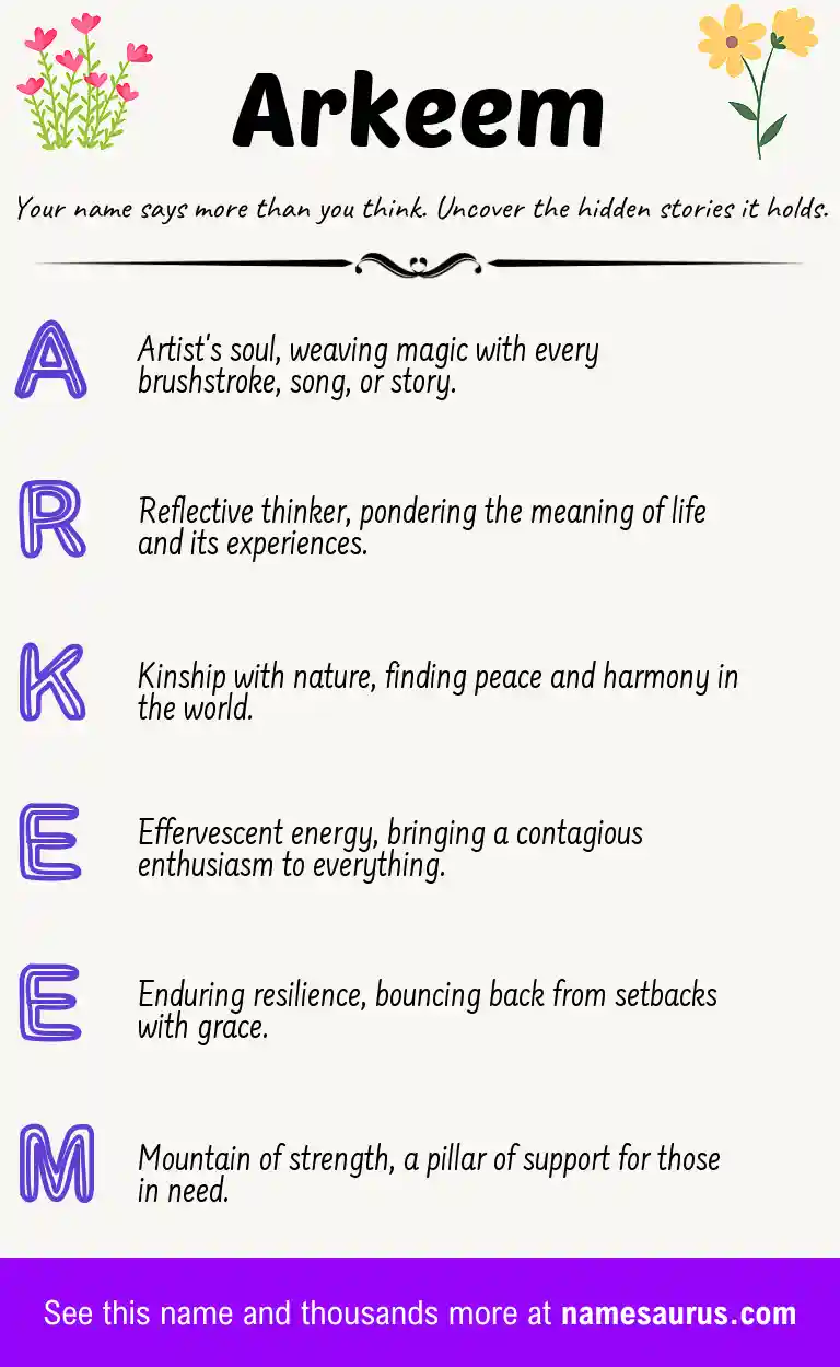 Acrostic poem about Arkeem.