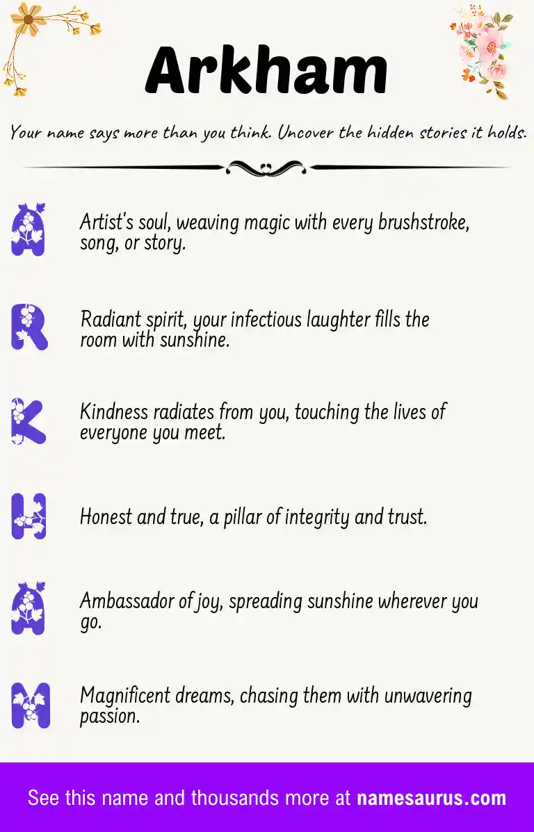 Acrostic poem about Arkham.