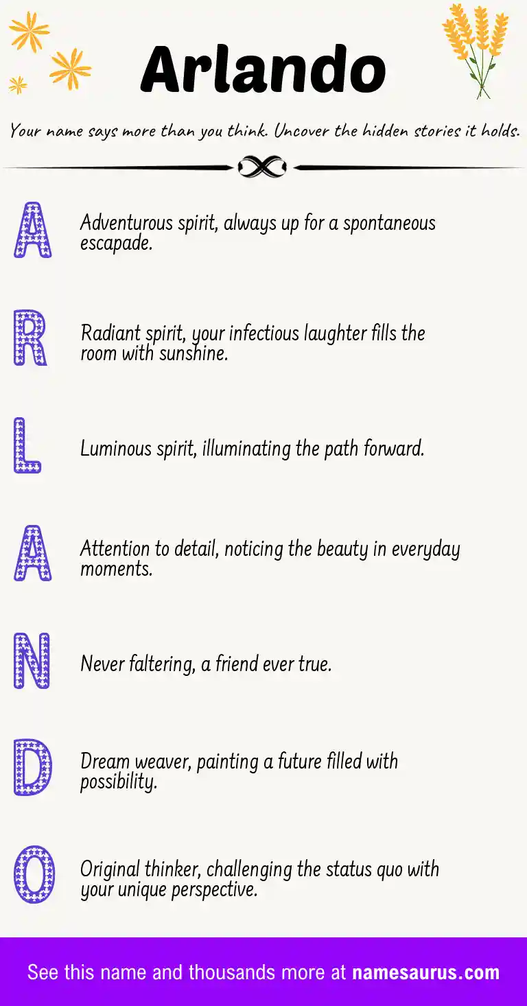 Acrostic poem about Arlando.