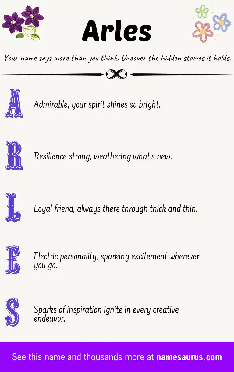 Acrostic poem about Arles.