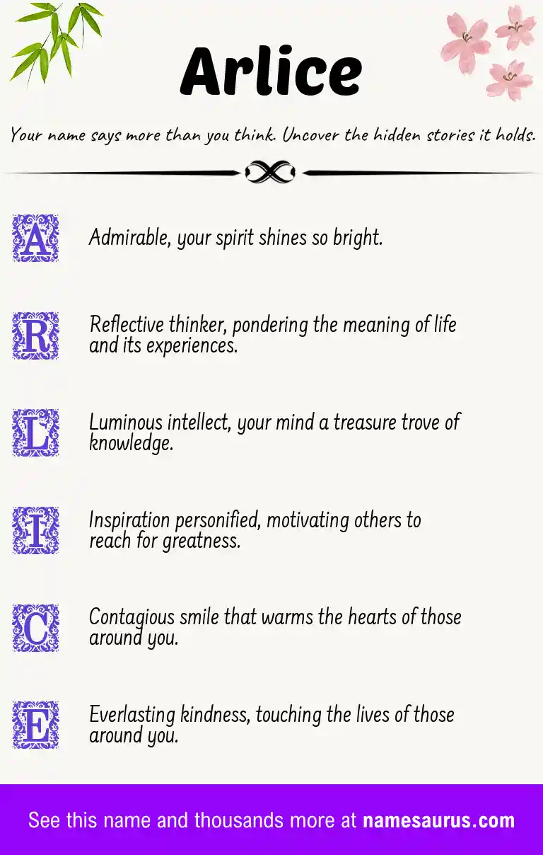 Acrostic poem about Arlice.