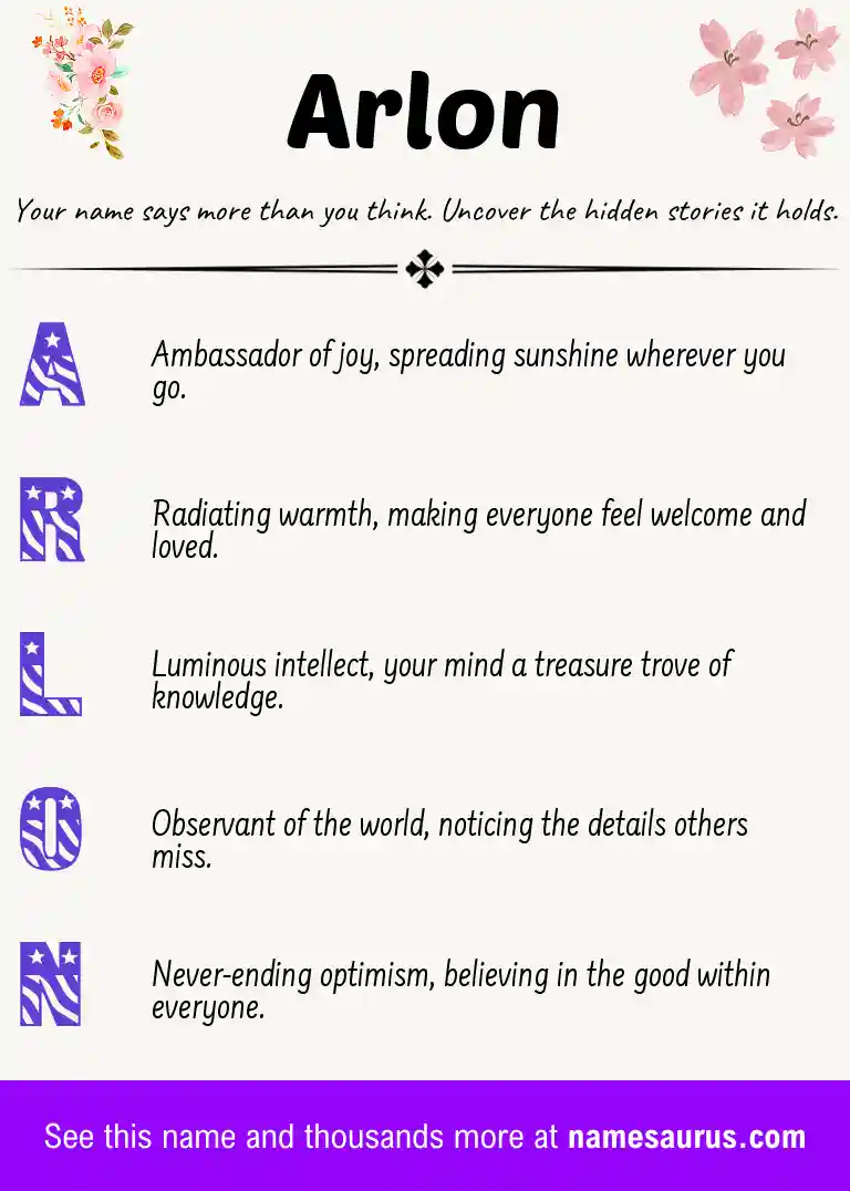 Acrostic poem about Arlon.