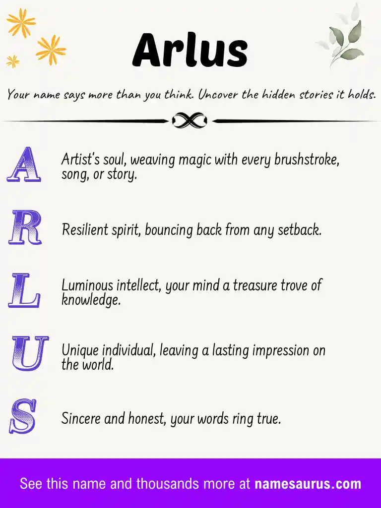 Acrostic poem about Arlus.