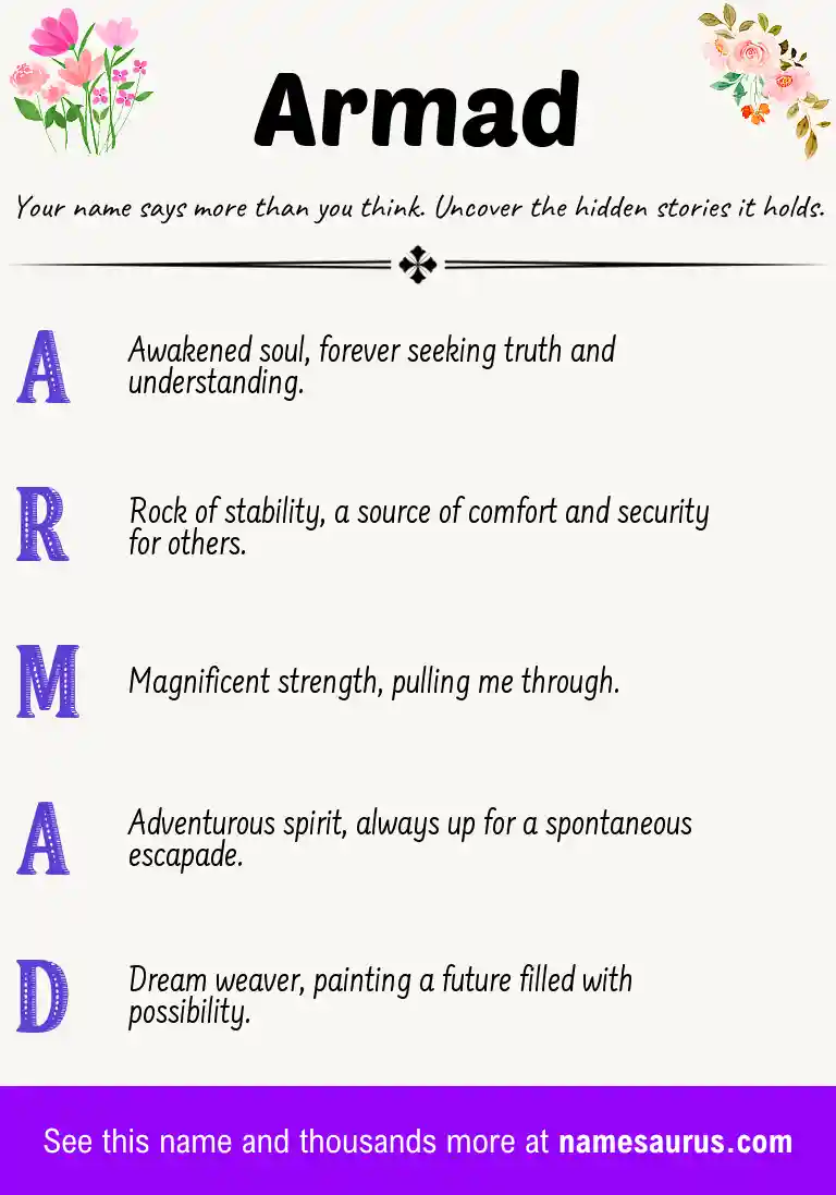 Acrostic poem about Armad.