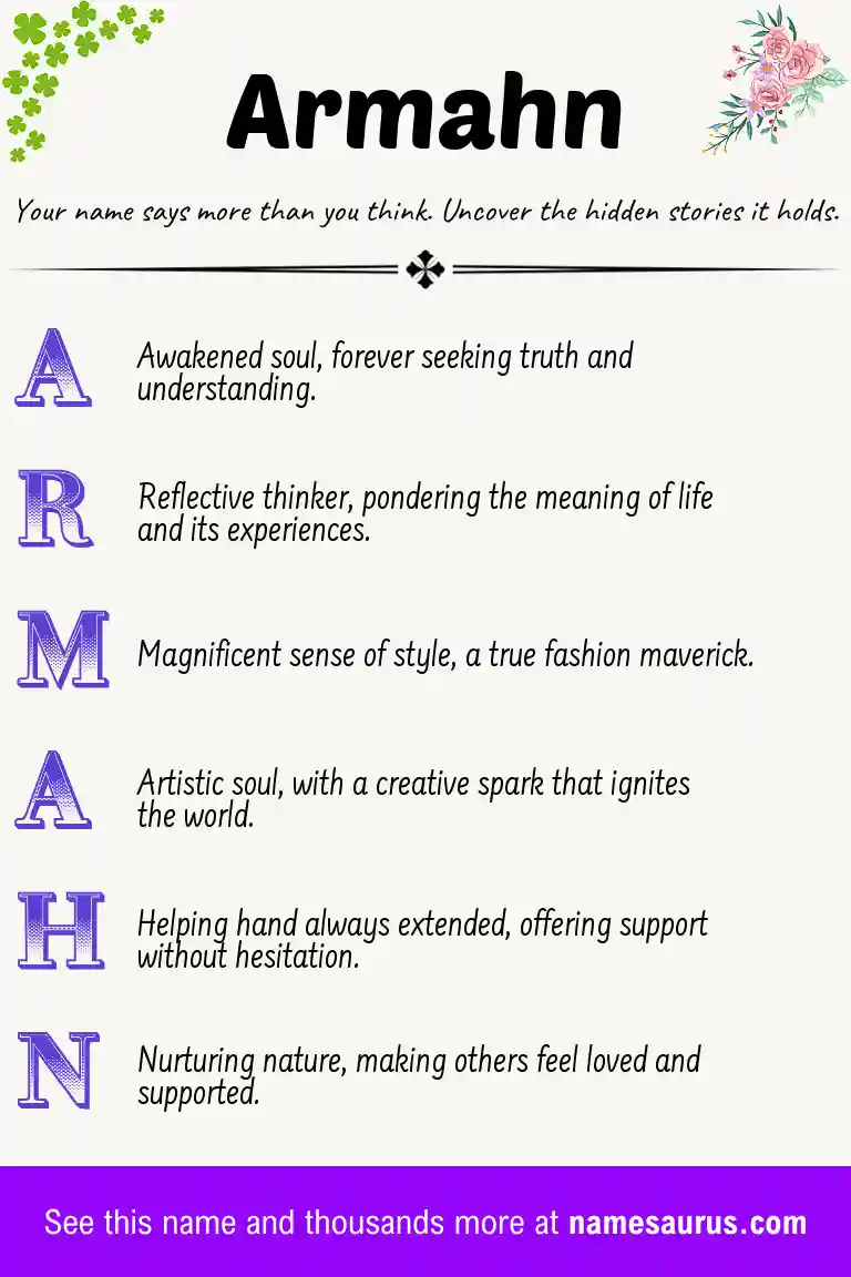 Acrostic poem about Armahn.