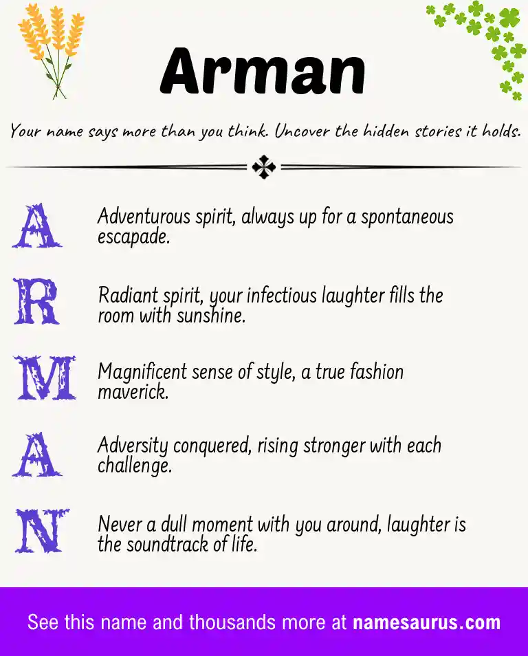 Acrostic poem about Arman.