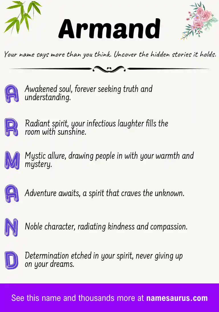Acrostic poem about Armand.