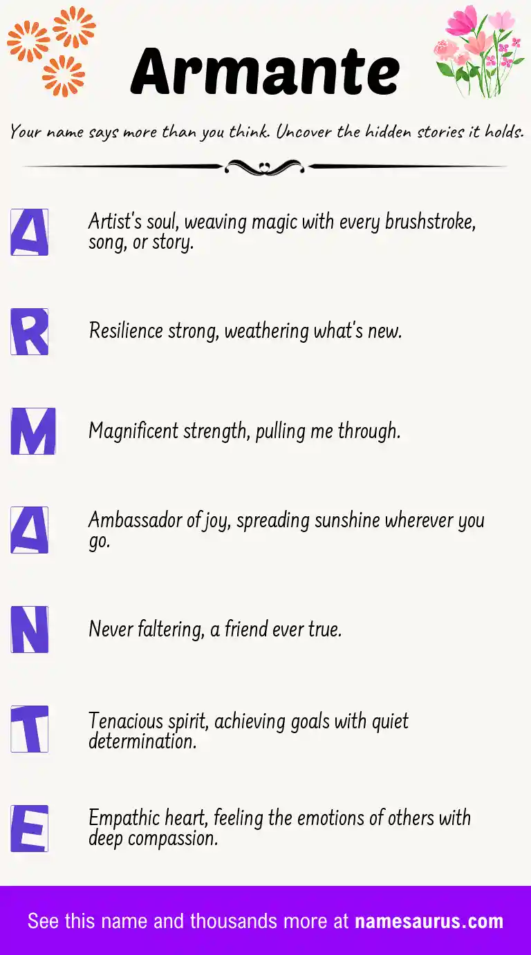 Acrostic poem about Armante.