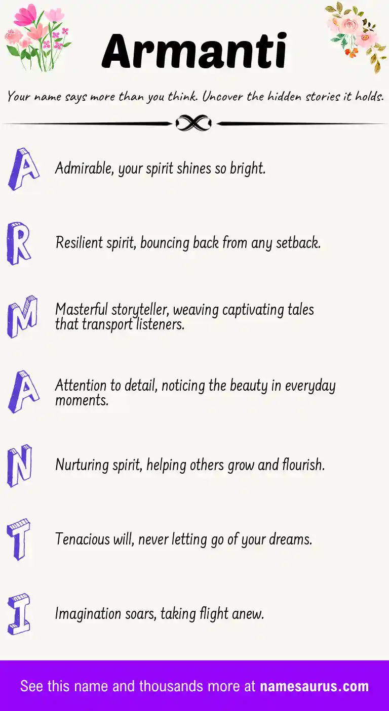 Acrostic poem about Armanti.