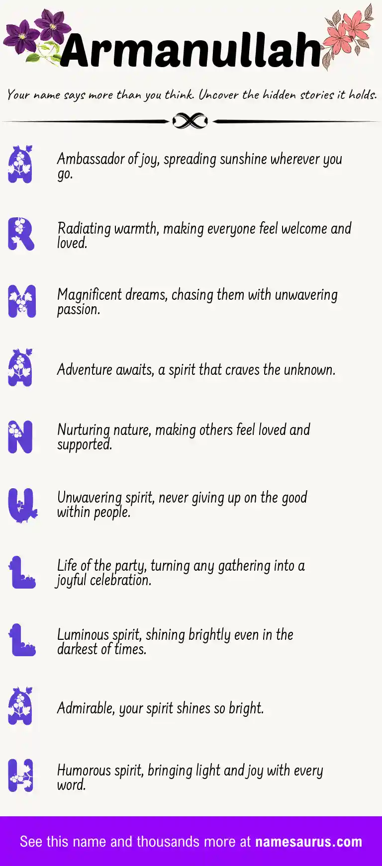 Acrostic poem about Armanullah.
