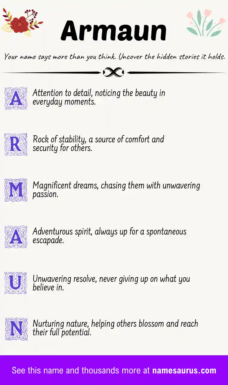 Acrostic poem about Armaun.