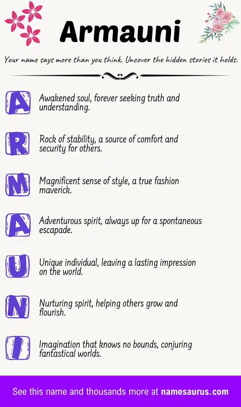 Acrostic poem about Armauni.