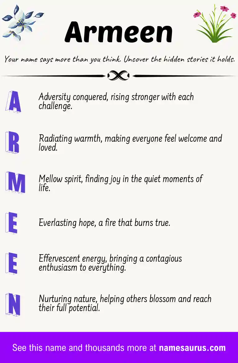 Acrostic poem about Armeen.