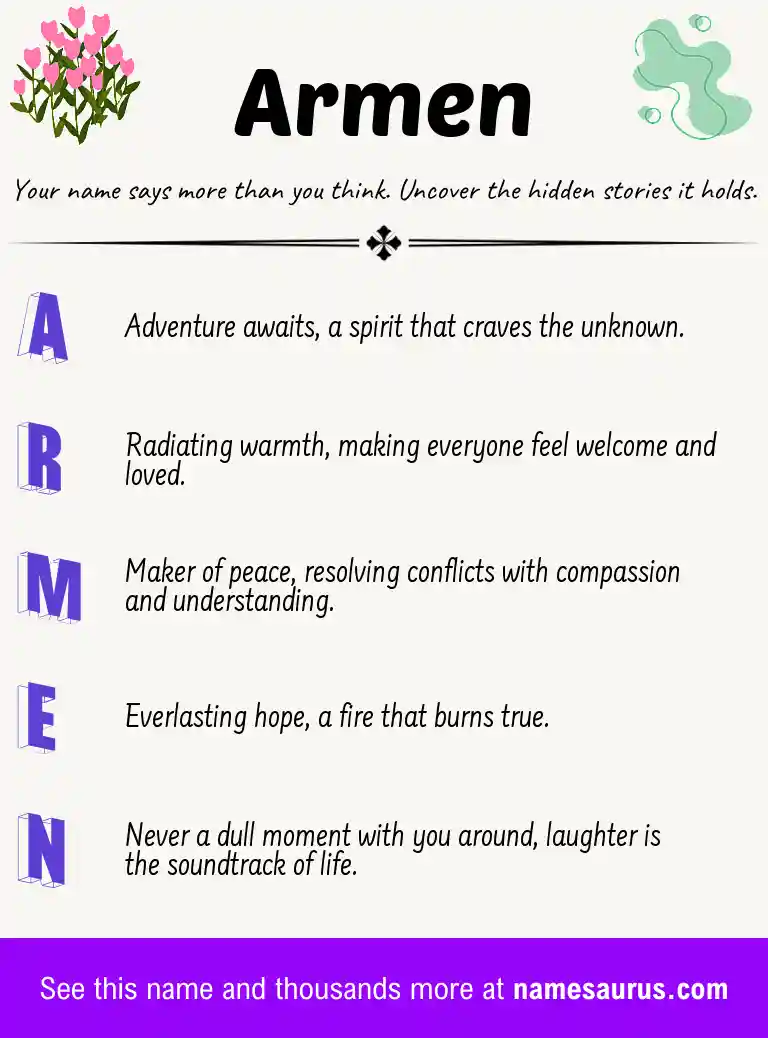Acrostic poem about Armen.