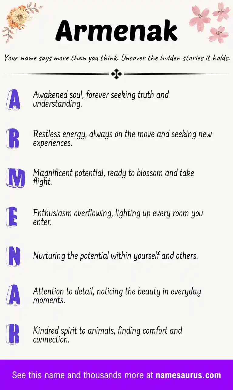 Acrostic poem about Armenak.