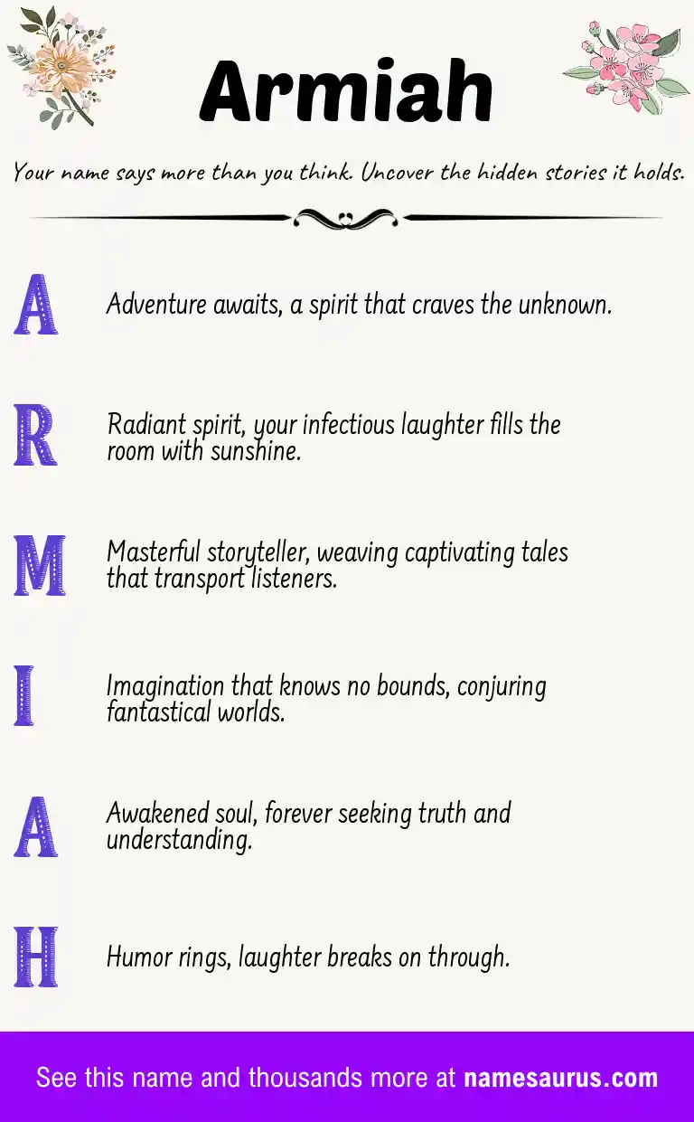 Acrostic poem about Armiah.