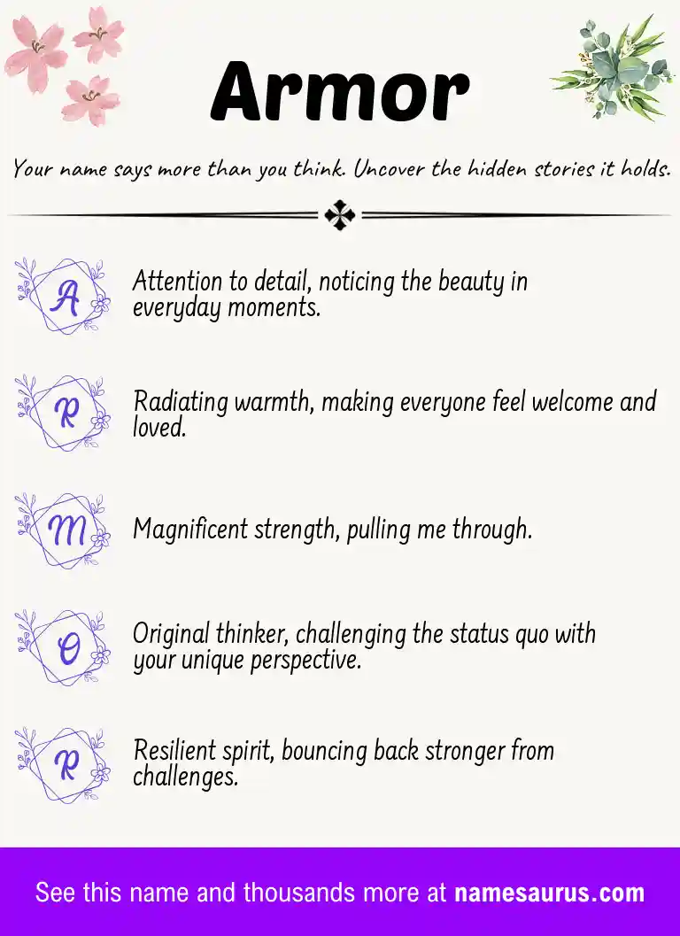 Acrostic poem about Armor.