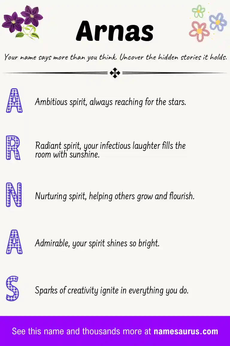 Acrostic poem about Arnas.