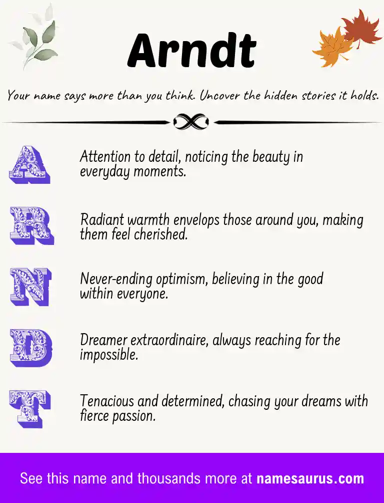 Acrostic poem about Arndt.