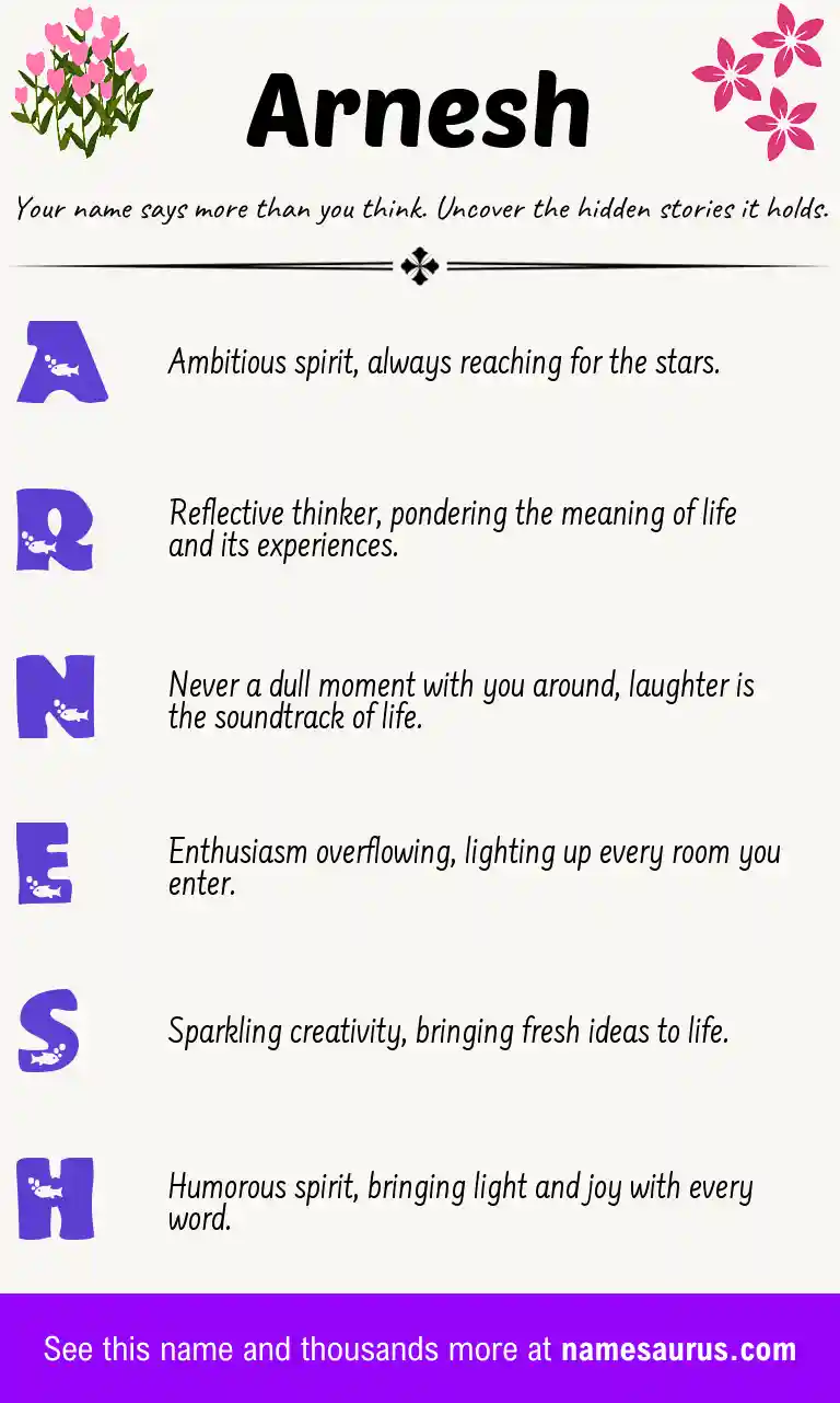 Acrostic poem about Arnesh.