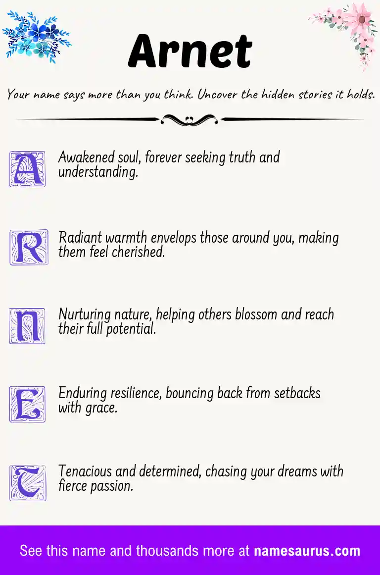 Acrostic poem about Arnet.