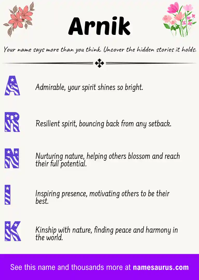 Acrostic poem about Arnik.