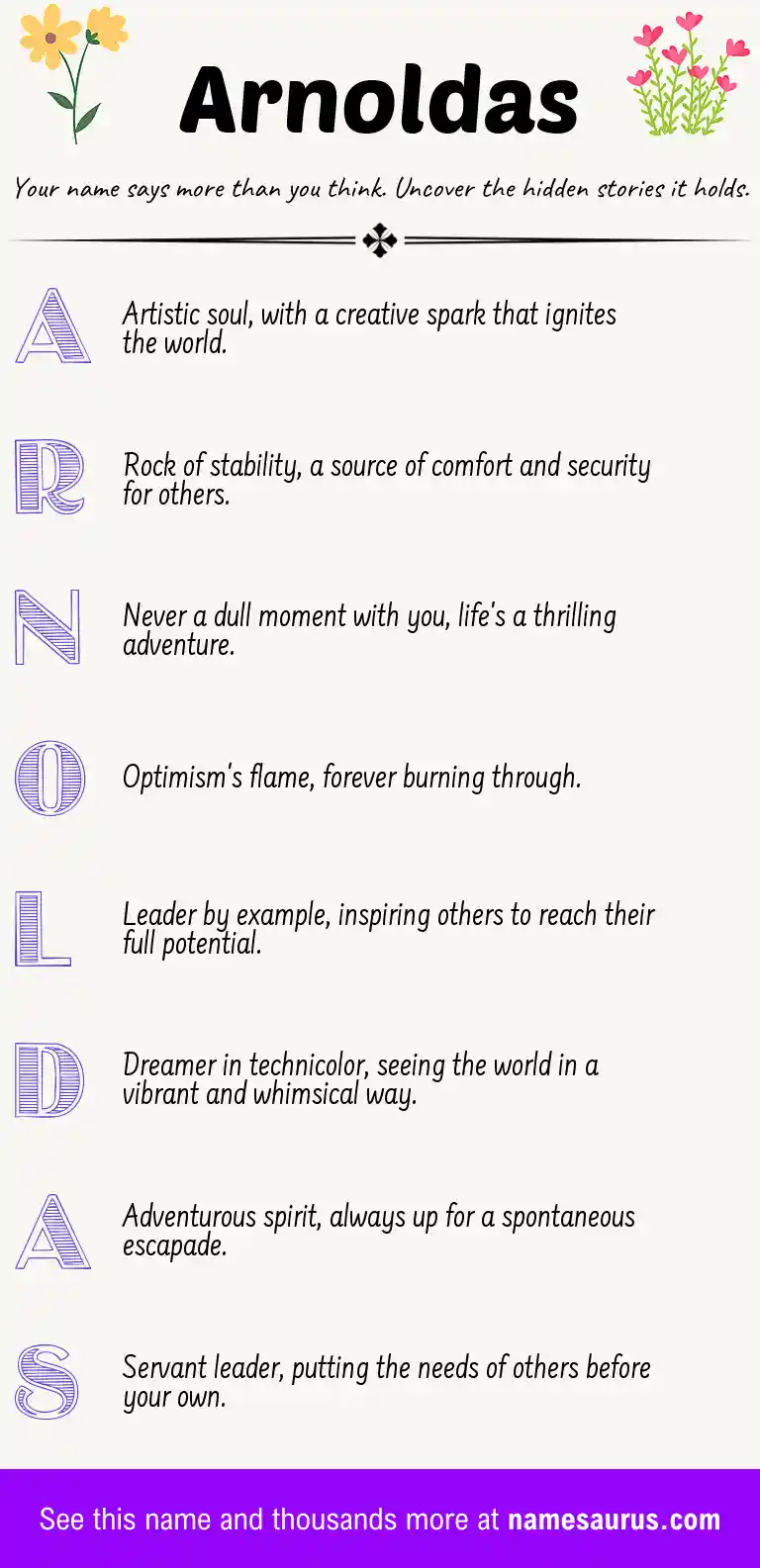 Acrostic poem about Arnoldas.