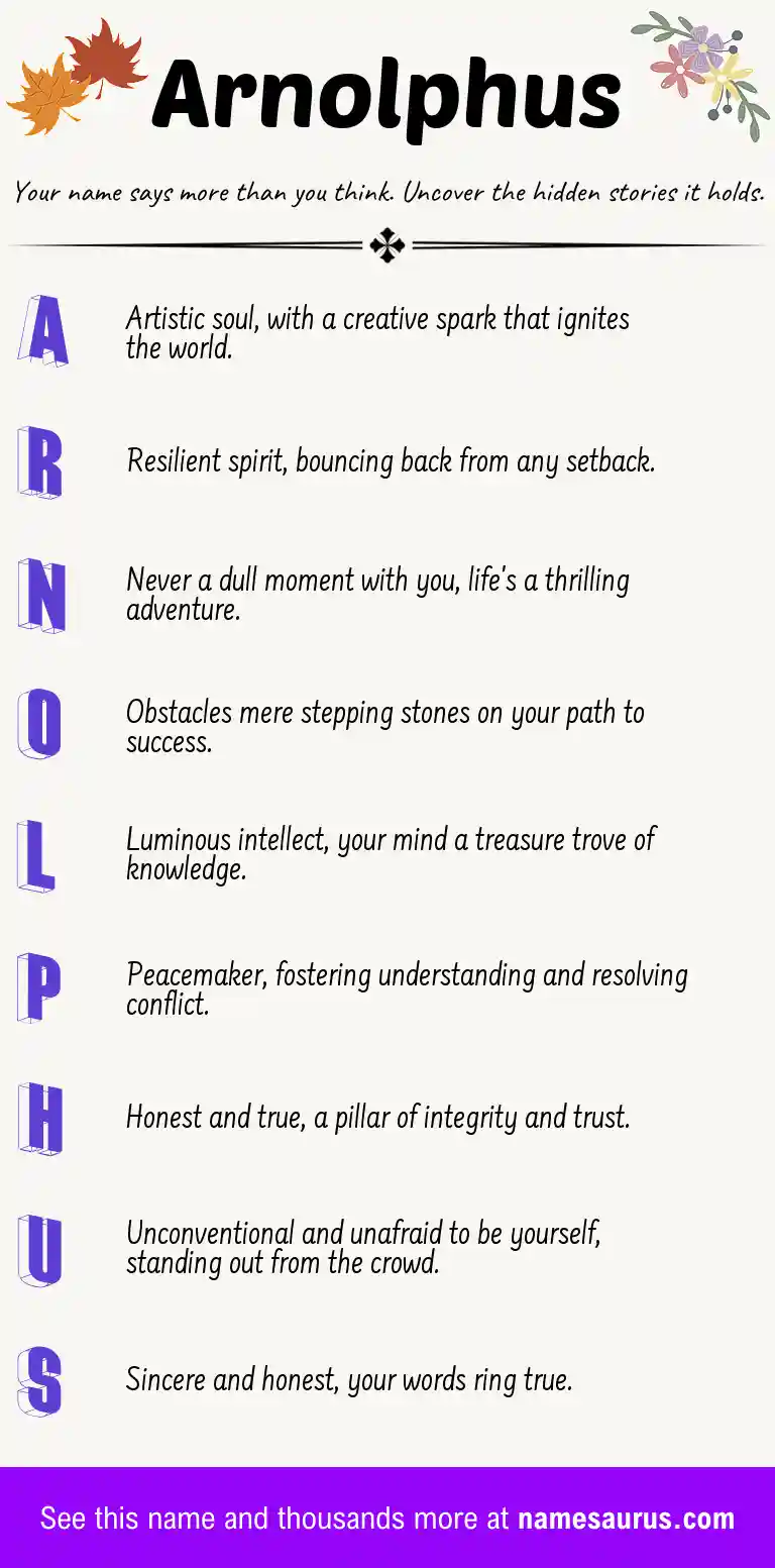Acrostic poem about Arnolphus.