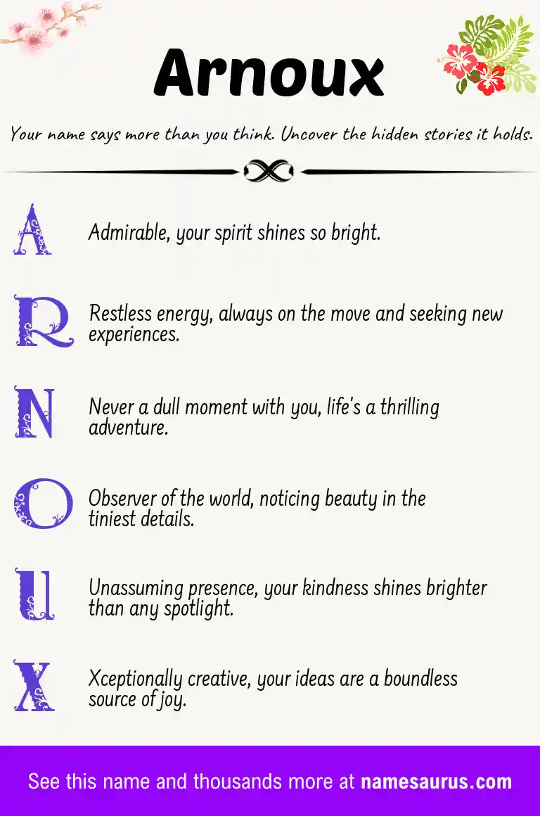 Acrostic poem about Arnoux.