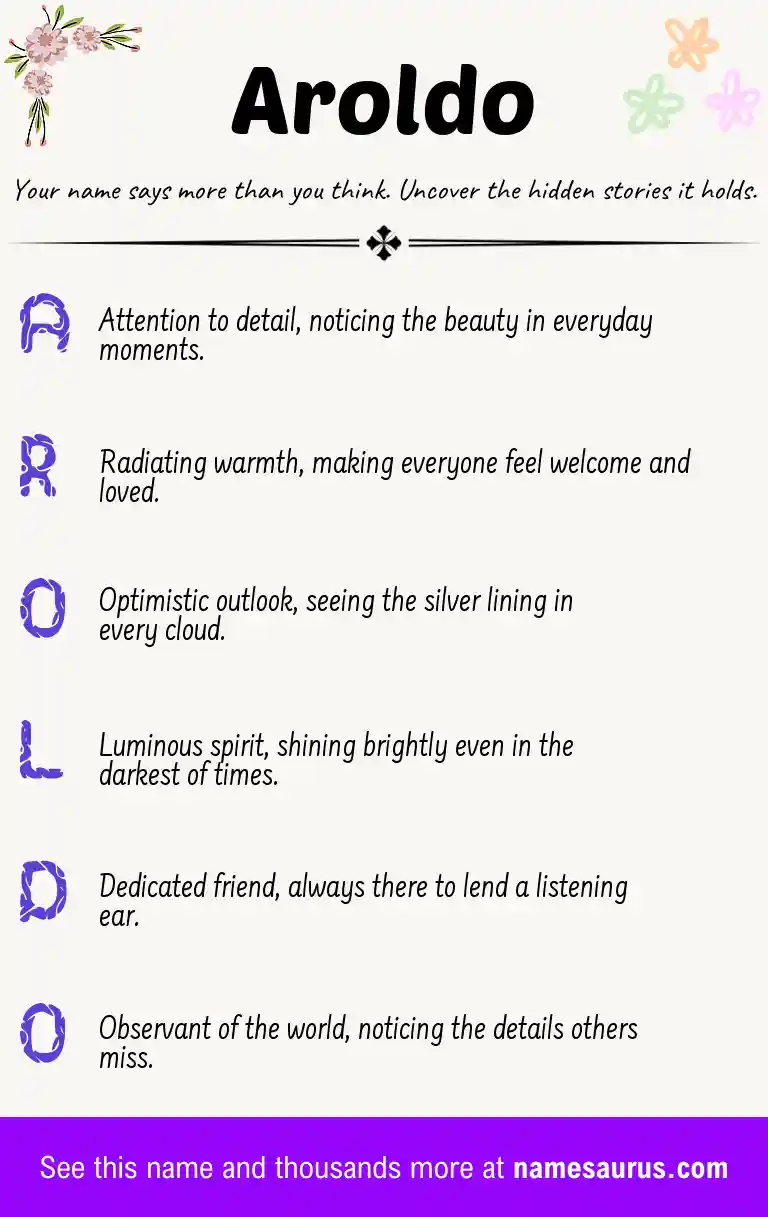Acrostic poem about Aroldo.