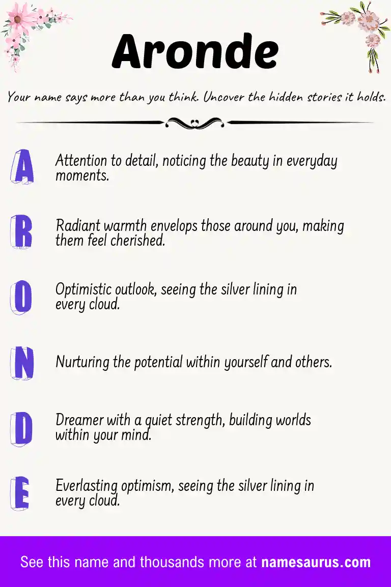 Acrostic poem about Aronde.