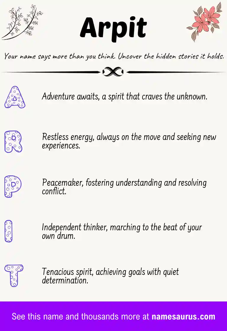 Acrostic poem about Arpit.