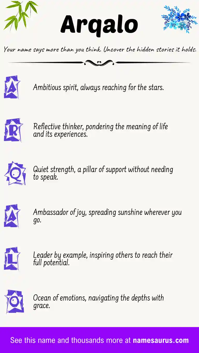 Acrostic poem about Arqalo.