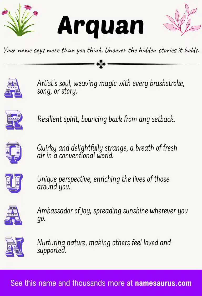 Acrostic poem about Arquan.