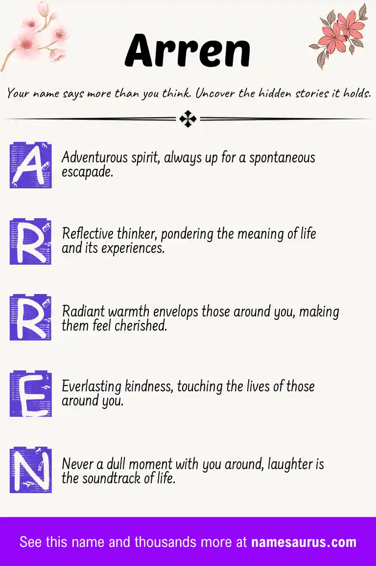Acrostic poem about Arren.