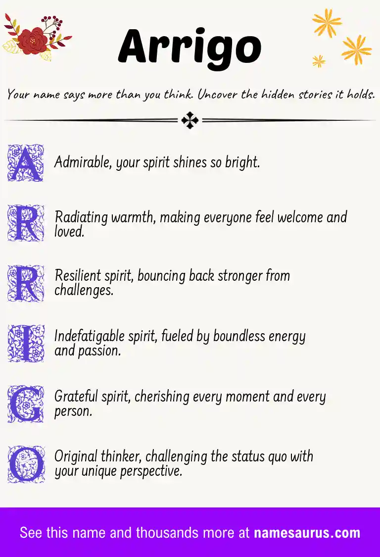 Acrostic poem about Arrigo.